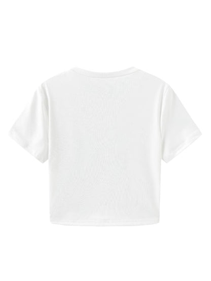 Graphic Print Crop Top Tee