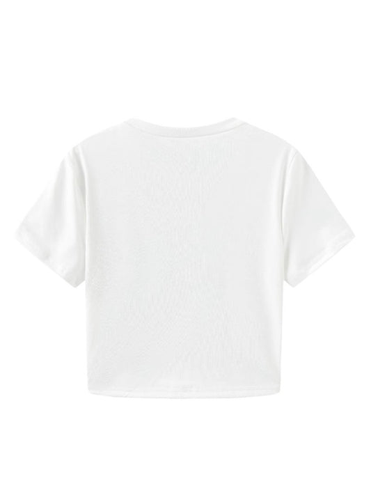 Graphic Print Crop Top Tee