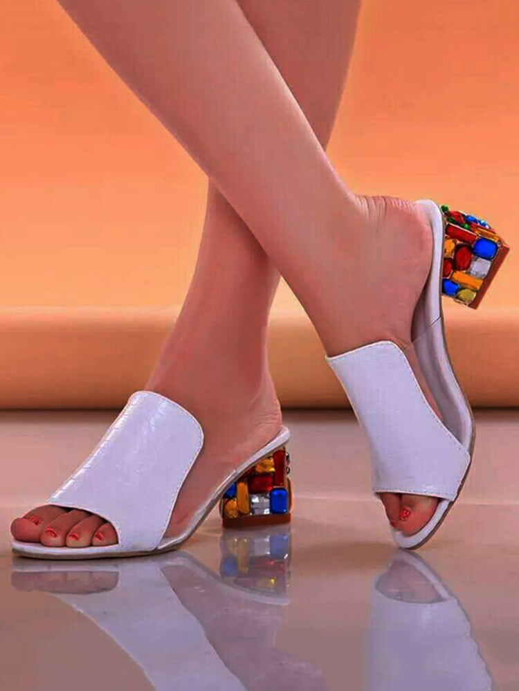 Chanclas gruesas con patchwork de cristales de colores