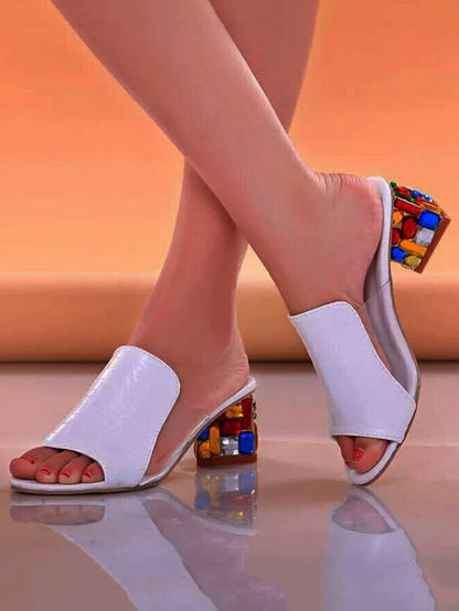 Chanclas gruesas con patchwork de cristales de colores