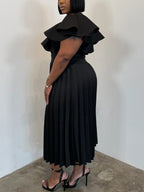 Plus Size Ruffle Pleated Dress