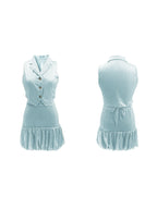 Striped Vest Bubble Skirt Set
