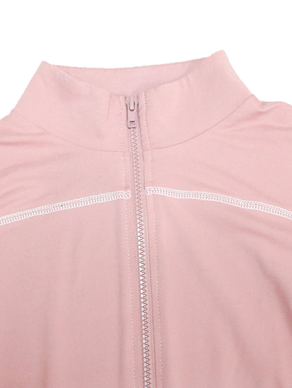 Solid Color Zip Top Leggings Set