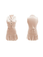 Striped Vest Bubble Skirt Set