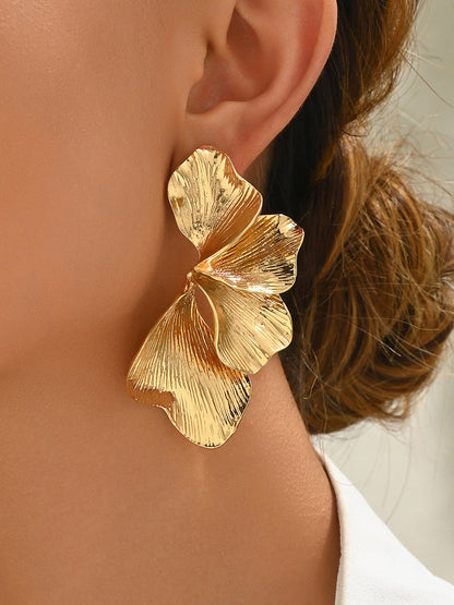 Metal Floral Petal Earrings