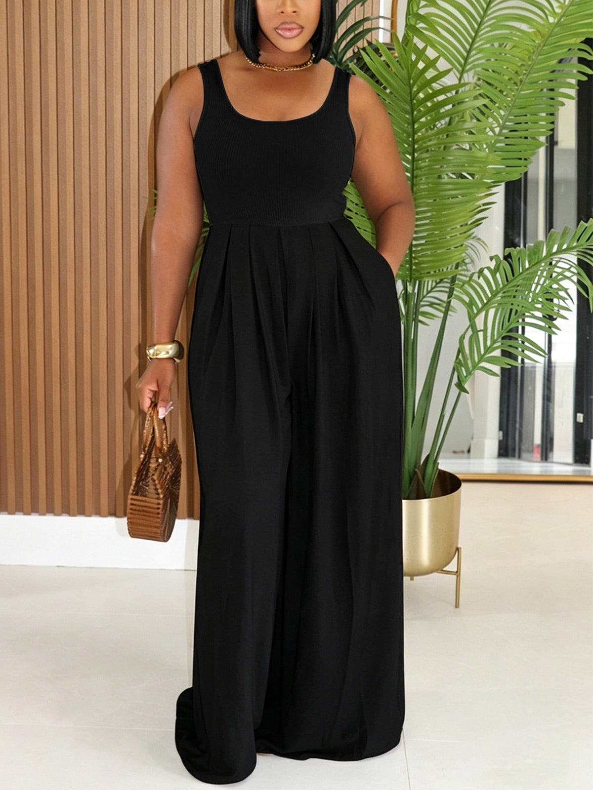 Sleeveless Wide Leg Jumpsuit