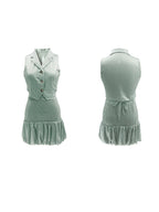 Striped Vest Bubble Skirt Set