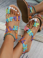 Sandalias de playa con anillo en el dedo del pie con mariposa