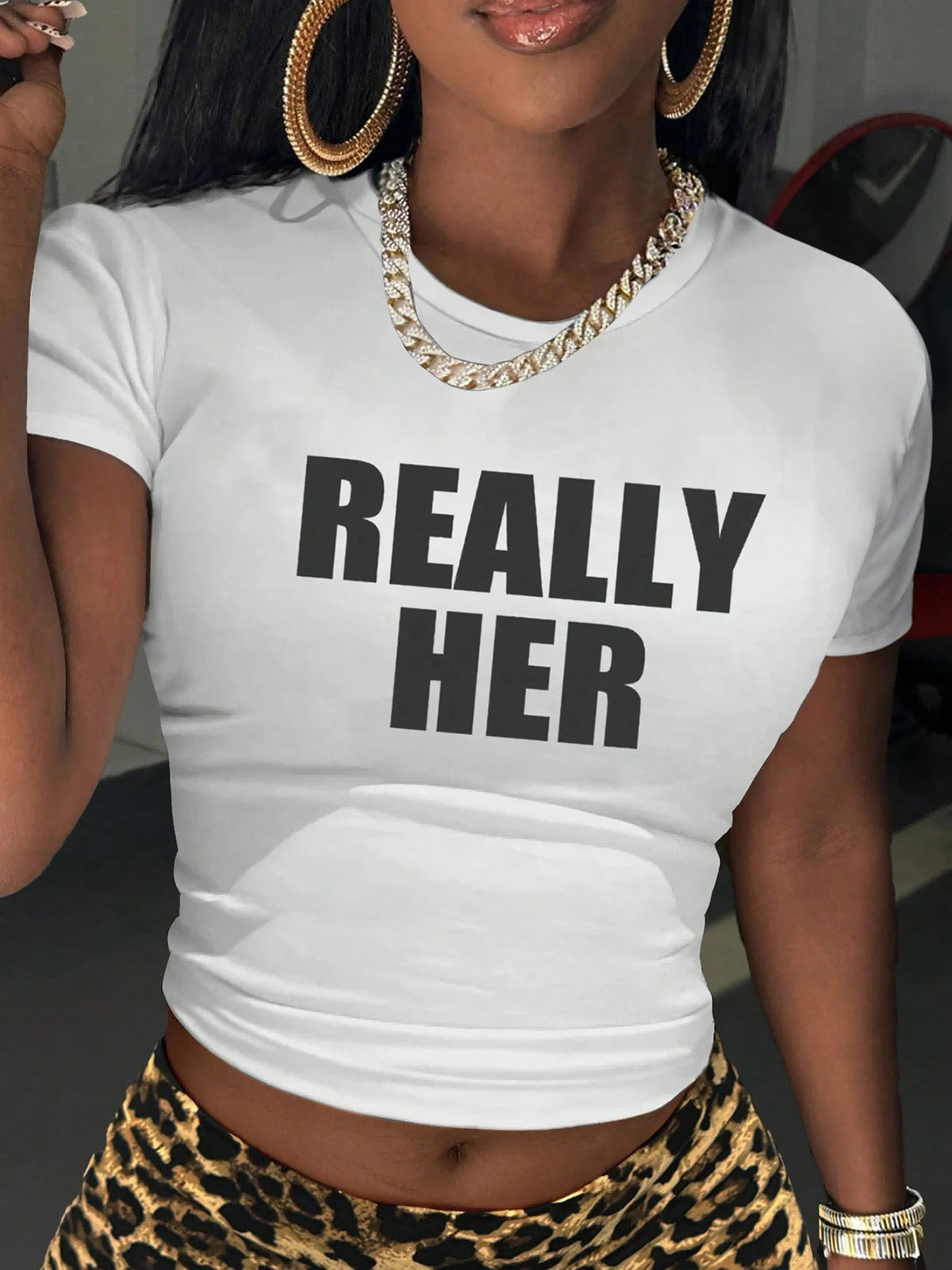 REALLY HER Graphic Baby Tee Crop Top