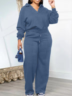 Solid Color Sweatshirt Pants Set