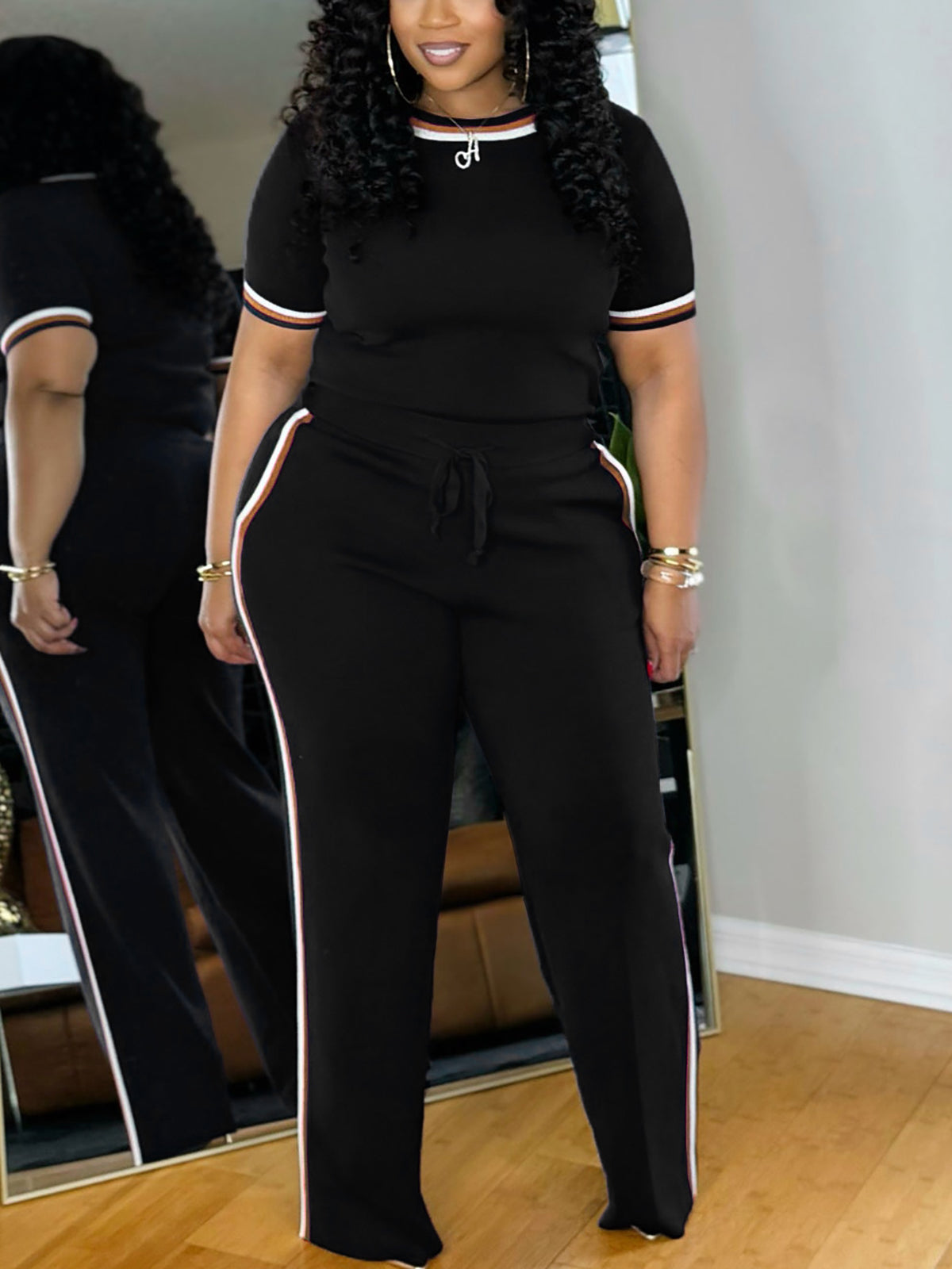 Stripe Top Pants Set