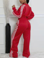 Striped Sweatshirt Wide Leg Pants Set