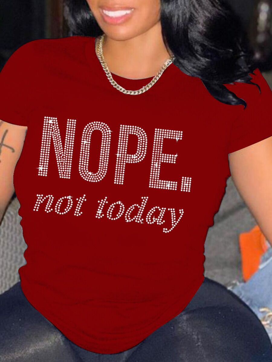 Rhinestone Letter Graphic Crew Neck Tee