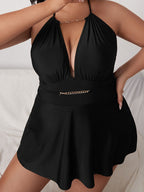 Trajes de baño sin espalda de Chian con cuello Halter de talla grande