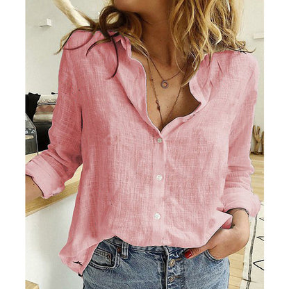 Loose Fit Long Sleeve Linen Shirt