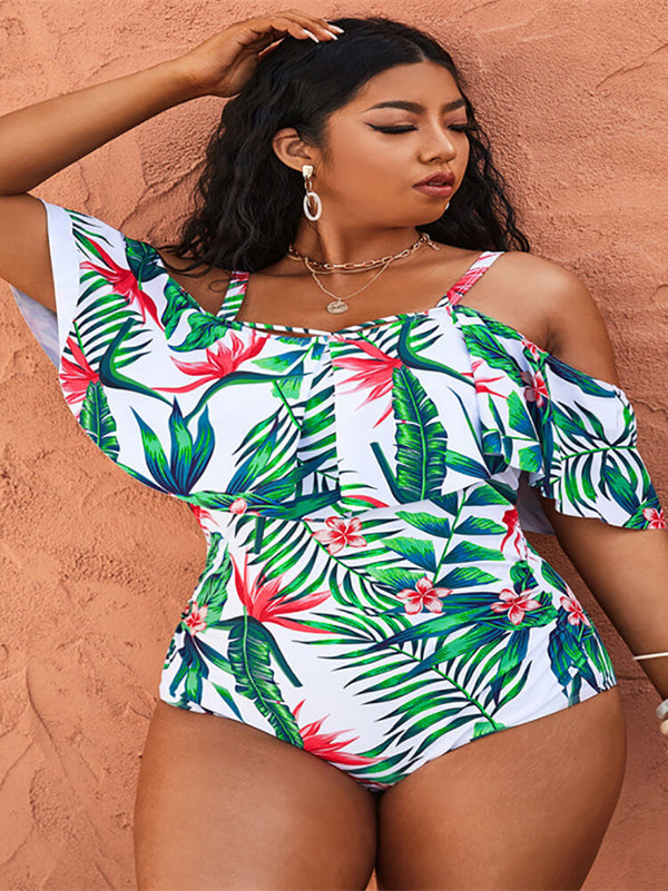 Off Shoulder Floral Print Bodycon Swimsuits