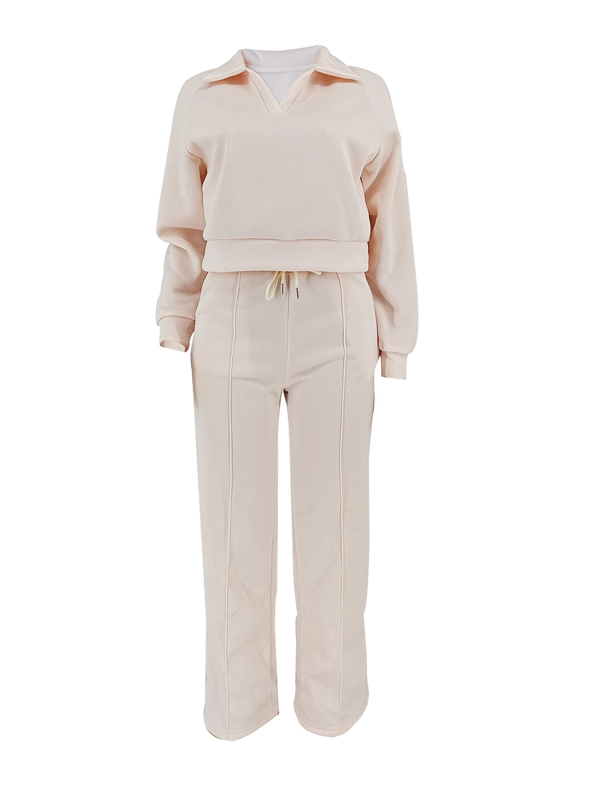 Solid Color Sweatshirt Pants Set