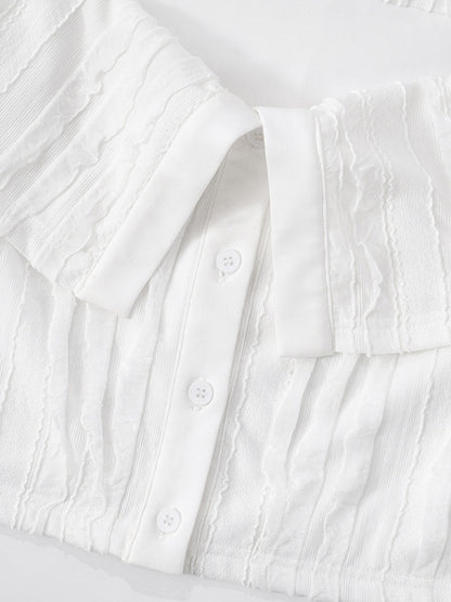Wave Texture Off Shoulder Top Pants Set
