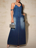 Plus Size Denim Maxi Dress