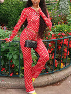 Polka Dot Hoodie Wide Leg Pants Set