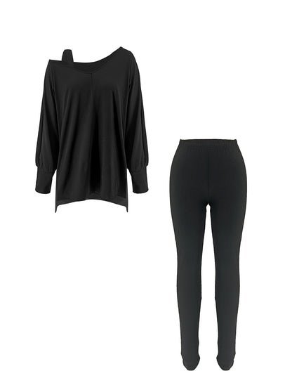 Off Shoulder Top Skinny Pants Set