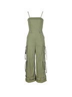 Spaghetti Strap Cargo Wide Leg Jumpsuit