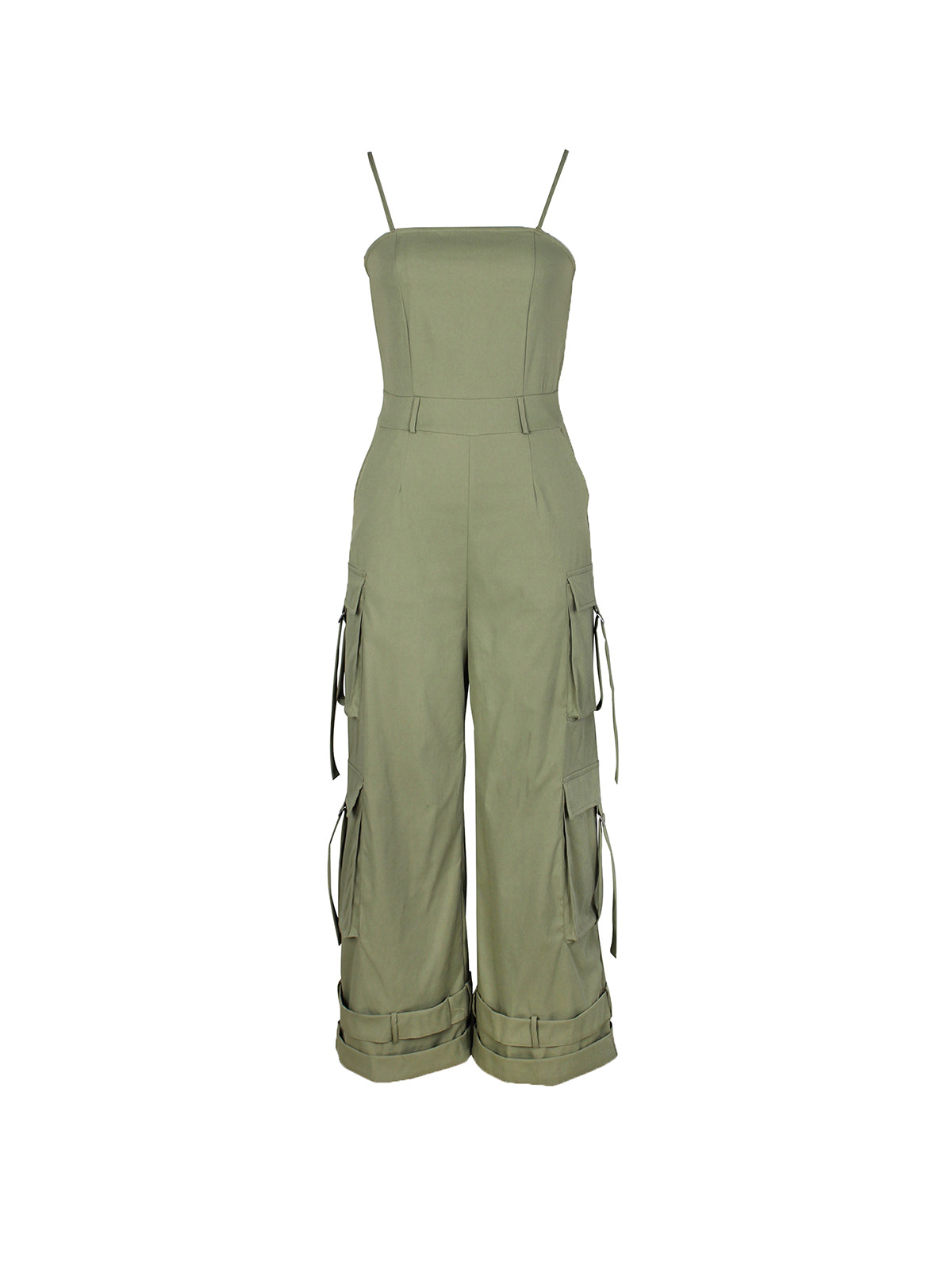 Spaghetti Strap Cargo Wide Leg Jumpsuit