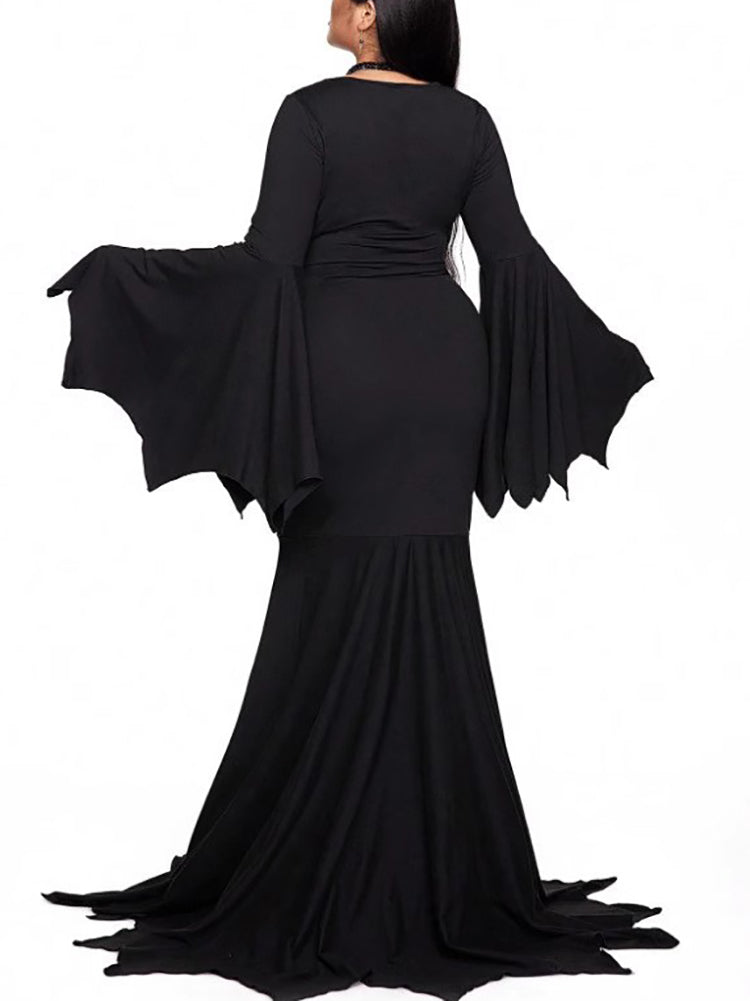 Halloween Costume Gothic Bat Wing Maxi Dress
