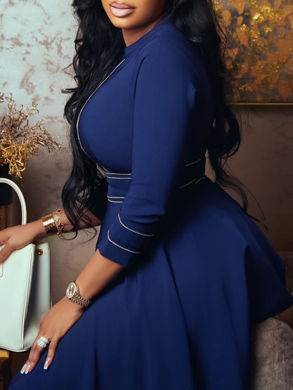 Plus Size Half Sleeve Stand Collar Dress