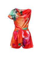 Asymmetric Tie Dye Cutout Romper