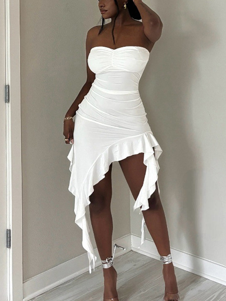 Strapless Ruffle Mini Dress