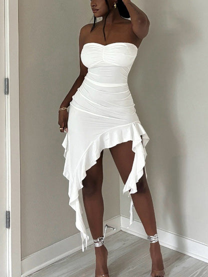 Strapless Ruffle Mini Dress