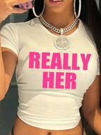 REALLY HER Graphic Baby Tee Crop Top