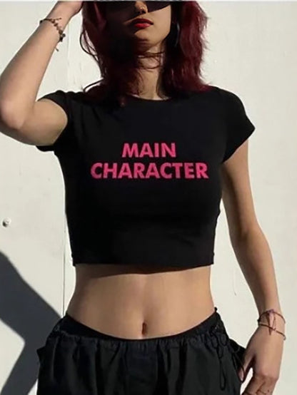MAIN CHARACTIER Crop Top Graphic T-Shirt