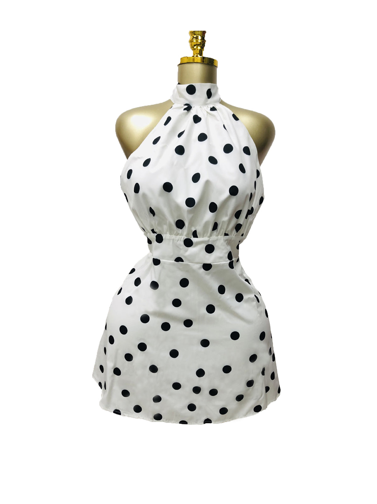 Backless Halter Polka Dot Mini Dress