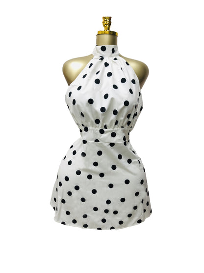 Backless Halter Polka Dot Mini Dress