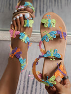 Sandalias de playa con anillo en el dedo del pie con mariposa