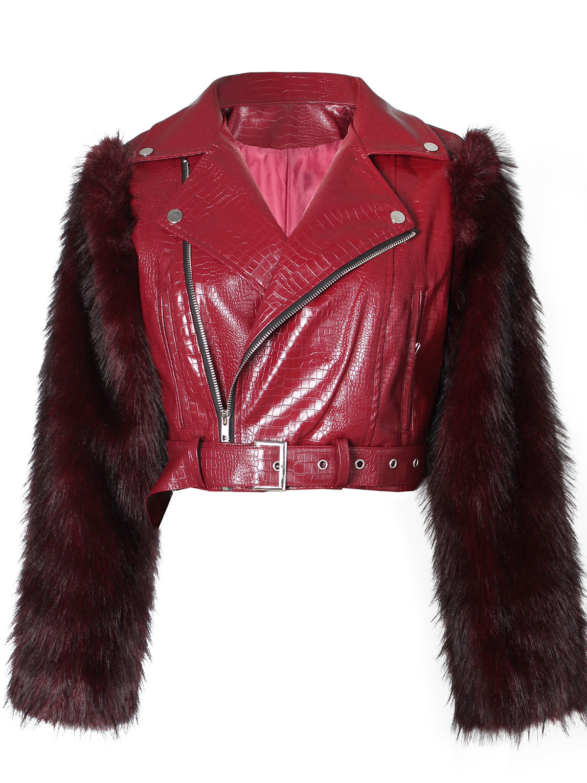 PU Leather Patchwork Moto Jacket