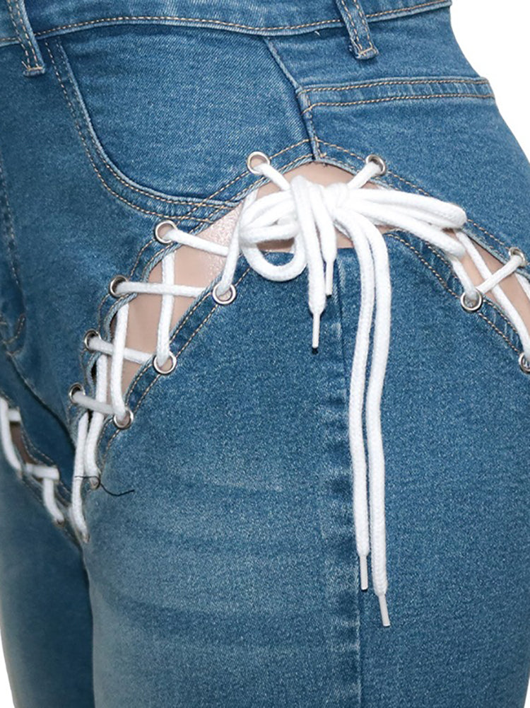 Lace-Up Denim Jeans