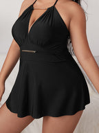 Trajes de baño sin espalda de Chian con cuello Halter de talla grande