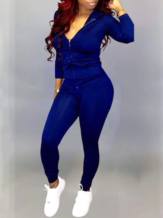 Hooded Zip Jacket Jogger Set