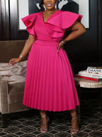 Plus Size Ruffle Pleated Dress
