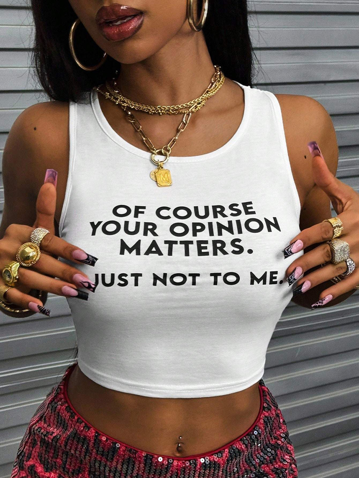 Letter Print Crop Tank Top