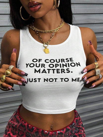 Letter Print Crop Tank Top