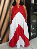 Color Block Sleeveless Maxi Dress