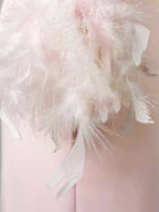 Square Neck Feather Midi Dress