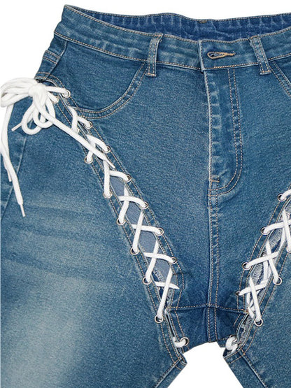 Lace-Up Denim Jeans