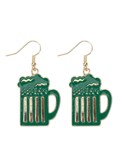 St Patrick's Day Clover Beer Earrings