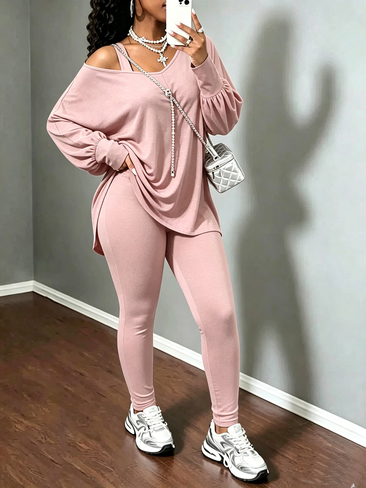 Off Shoulder Top Skinny Pants Set