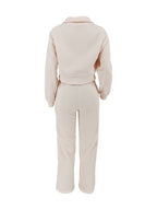 Solid Color Sweatshirt Pants Set